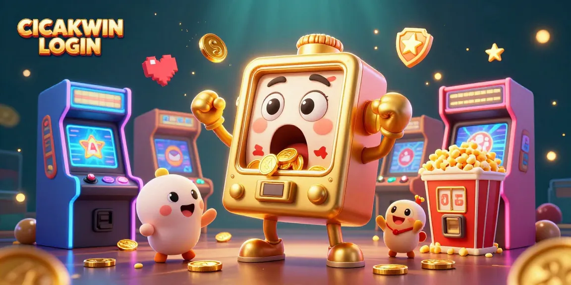 CICAKWIN LOGIN showcases a joyful slot machine hitting a jackpot with cheering companions, celebrating the online gaming excitement.