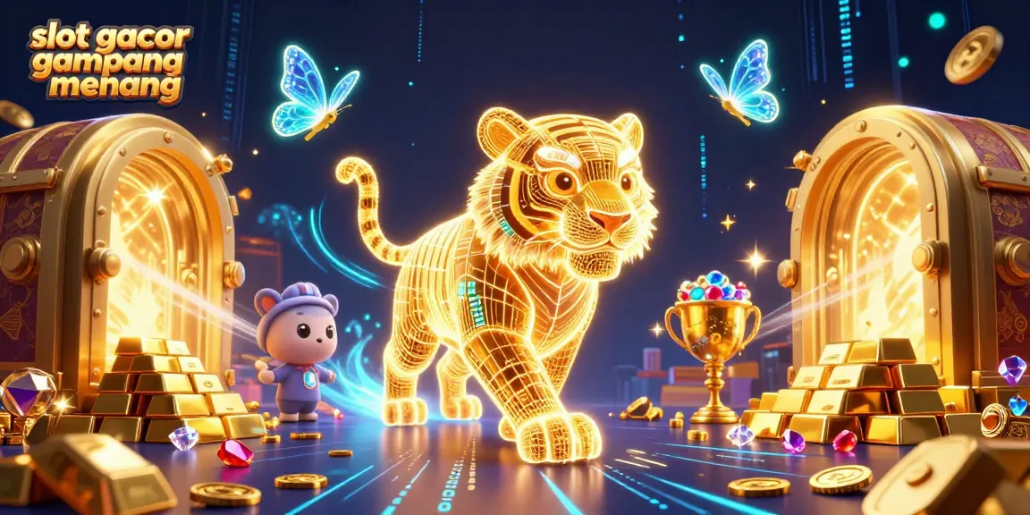 Engage with the excitement of slot gacor gampang menang in this vibrant casino scene featuring a golden tiger.