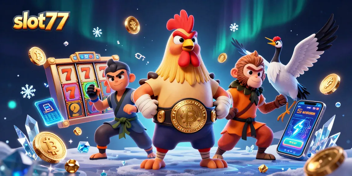 Experience excitement on slot77 with vibrant 3D characters and electrifying casino elements.