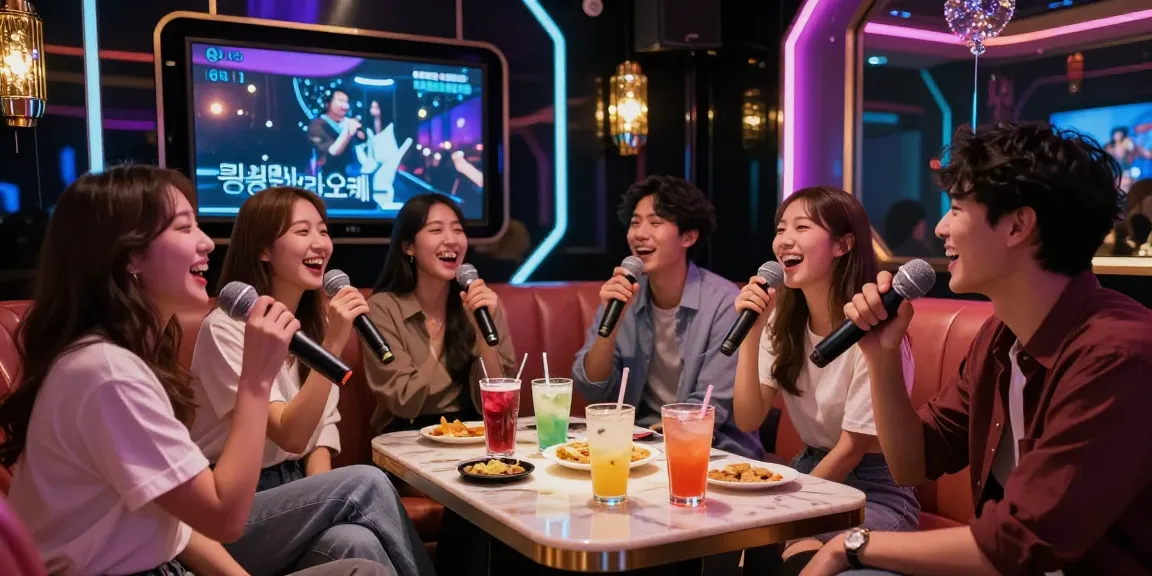 강남가라오케에서 즐거운 친구들과 함께하는 노래방의 화려한 순간