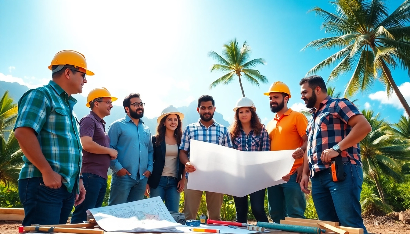 Teamwork at the hawaii construction association enhances collaboration amidst a tropical backdrop.