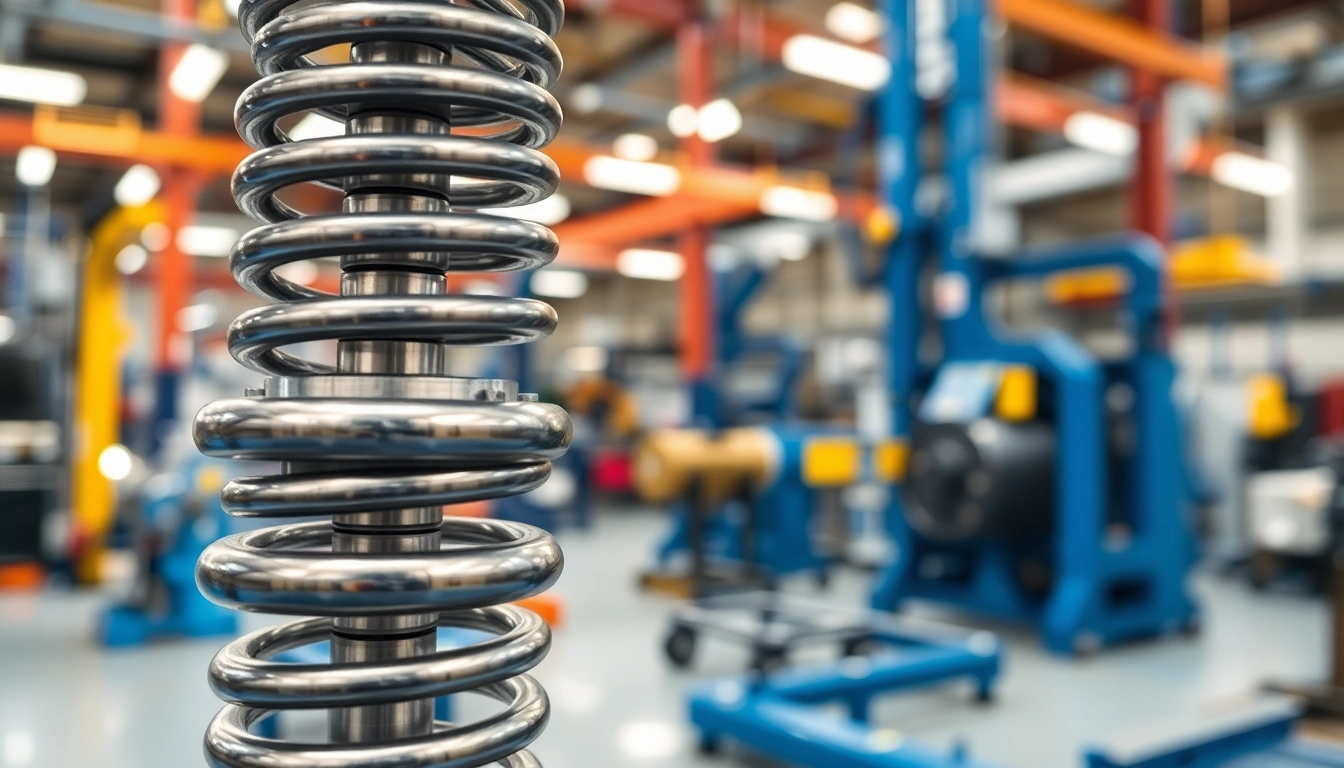 Gas Spring Supplier showcasing a detailed gas spring mechanism in a workshop environment.