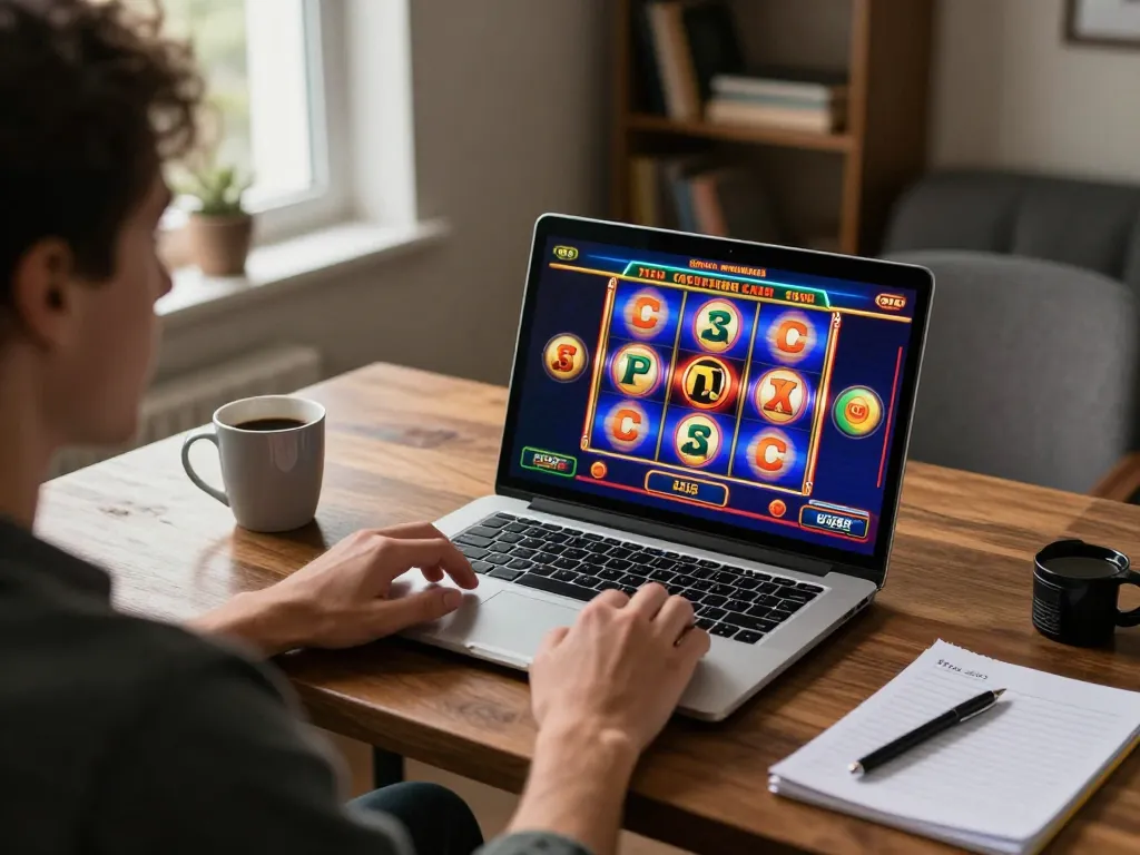 Enjoying an exciting gameplay session at online casinos Canada with colorful slots displayed.