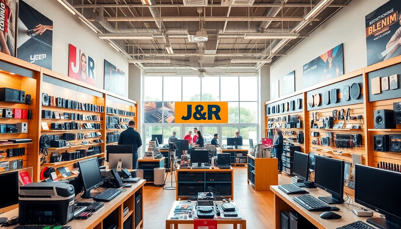 Explore J&R electronics store with vibrant displays and welcoming atmosphere.