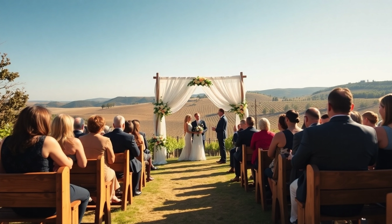 Captivating Clarksburg wedding ceremony featuring floral arrangements and guests in formal attire.