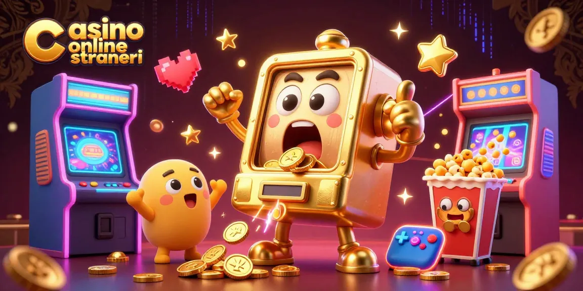 Casinò online stranieri: slot machine dorata che festeggia un jackpot mentre monete d'oro piovono.