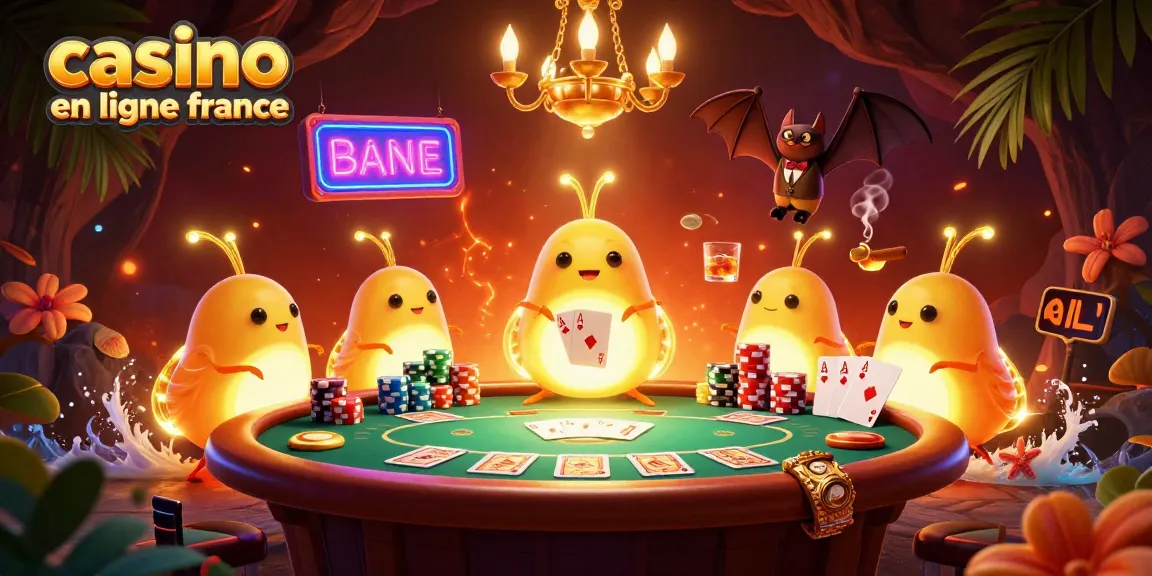 Les lucioles illuminent le casino en ligne France avec leurs queues dorées et des éléments de poker animés.