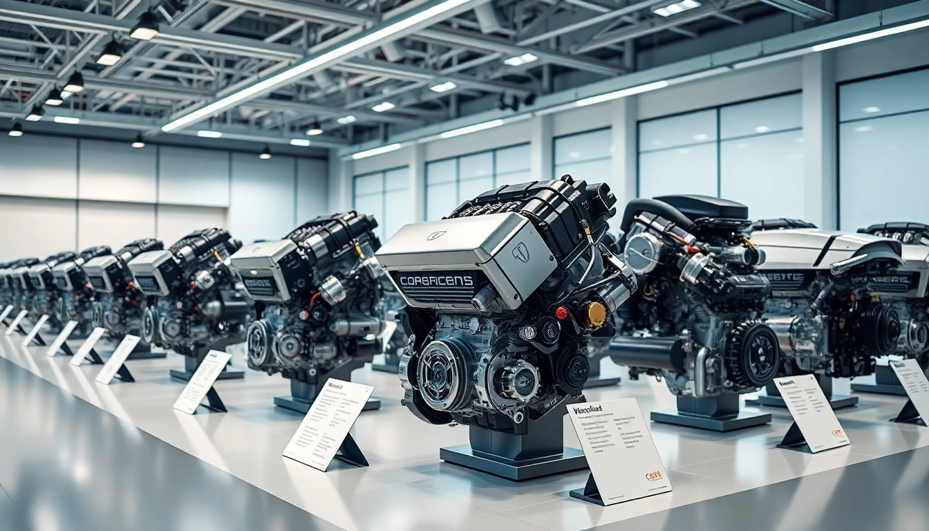 Showcased automotive engines emphasize Approved Engines' performance and innovation.