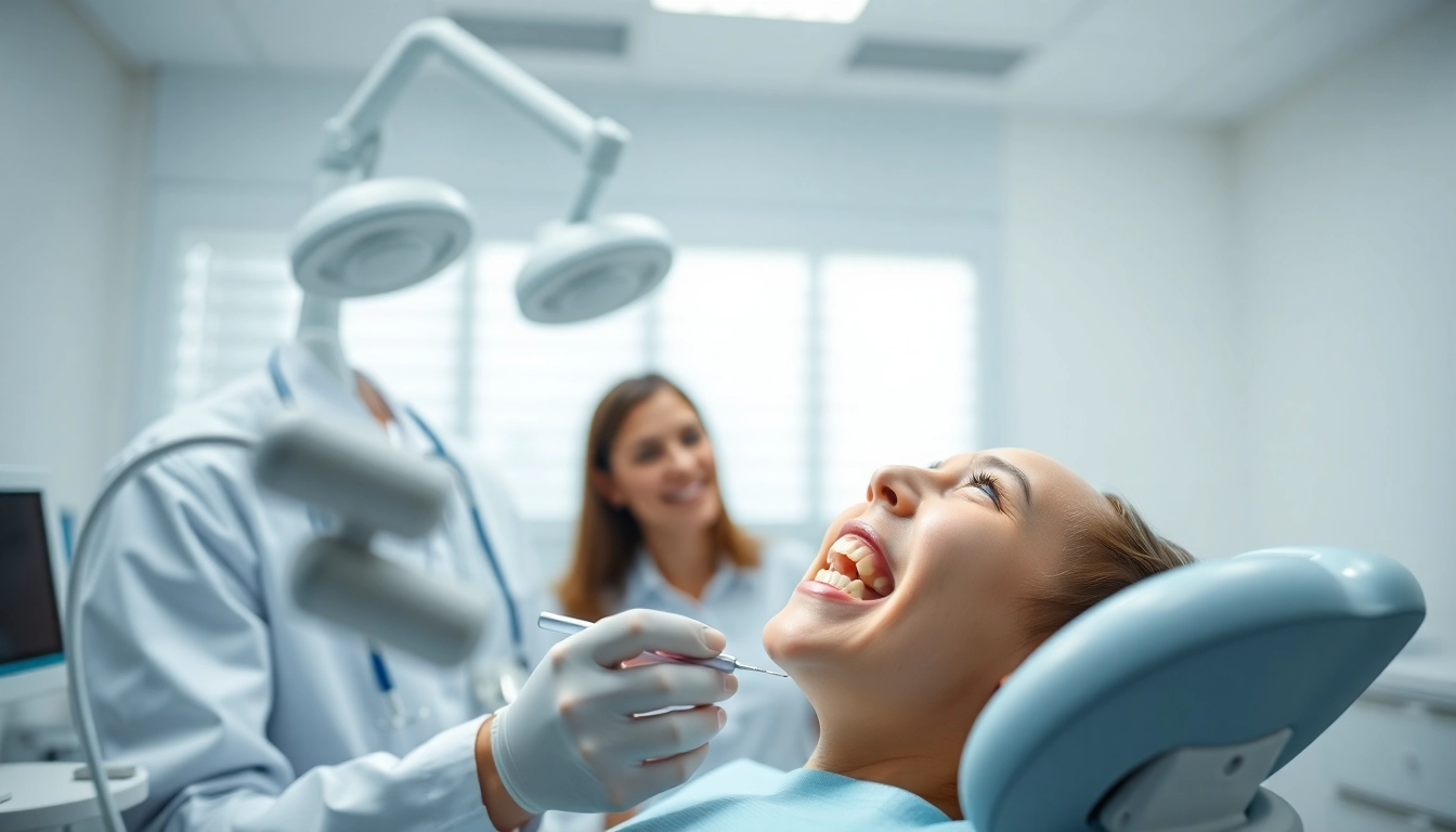 Orthodontics treatment with a caring orthodontist engaging in a modern clinic.