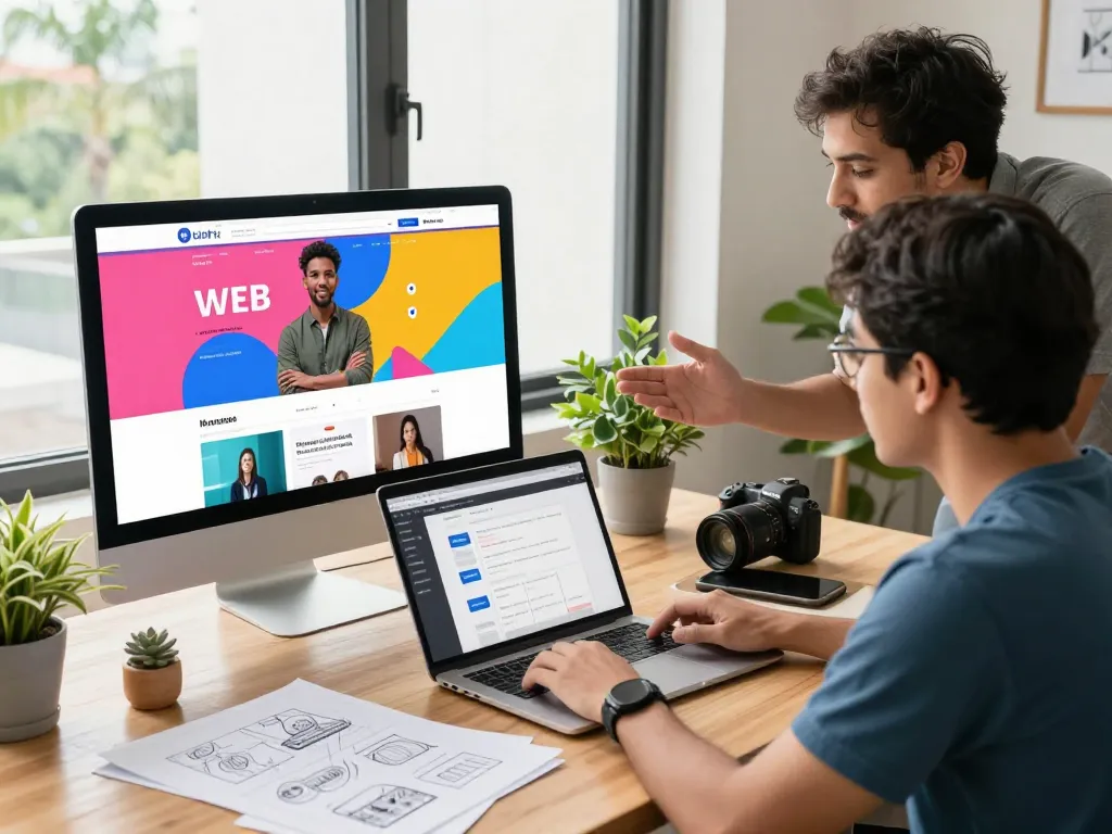 Freelance web designer team collaborating on innovative website design Kuala Lumpur.