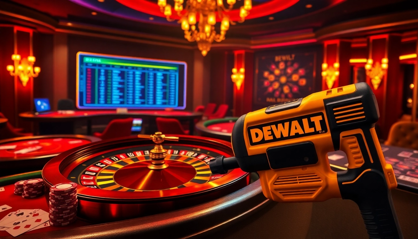Experience the precision of DeWalt tools showcased in a dynamic casino renovation scene.