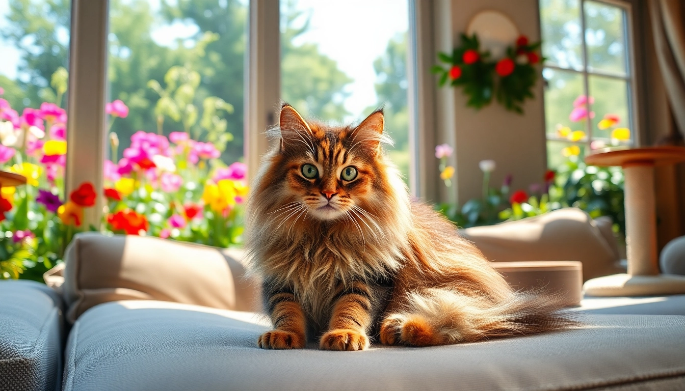 Maine Coon cats for sale Sacramento showcasing their majestic beauty in a sunny home setting.