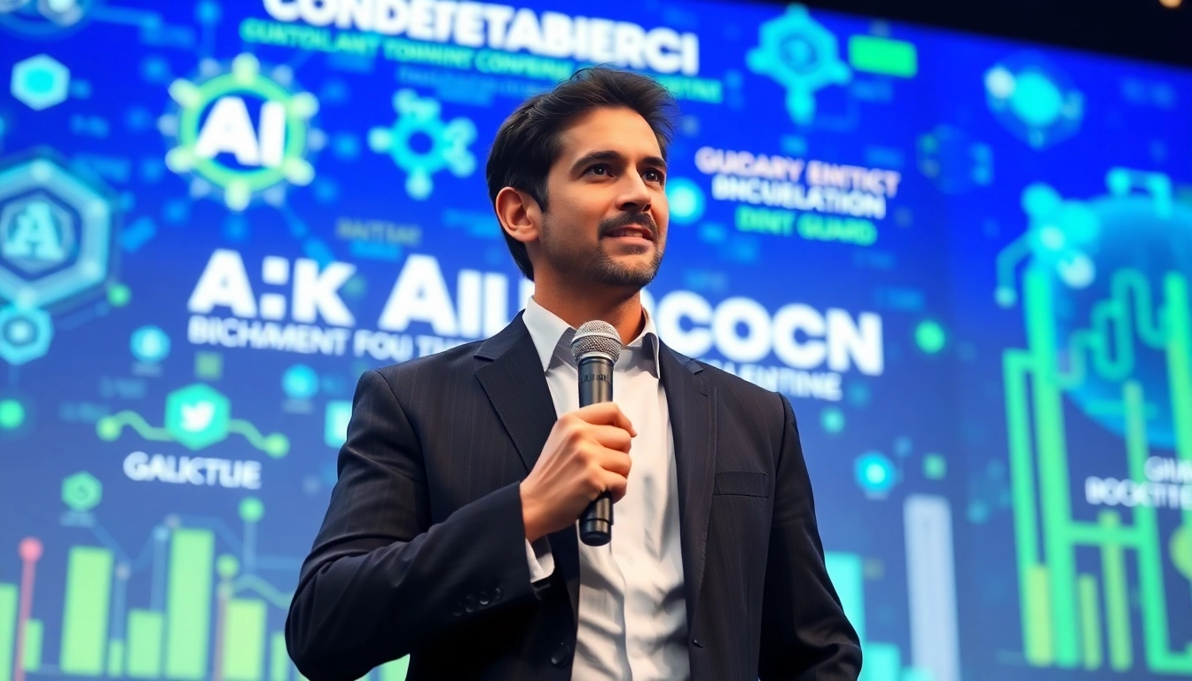 Dinis Guarda speaking at a technology conference, showcasing innovation and leadership.