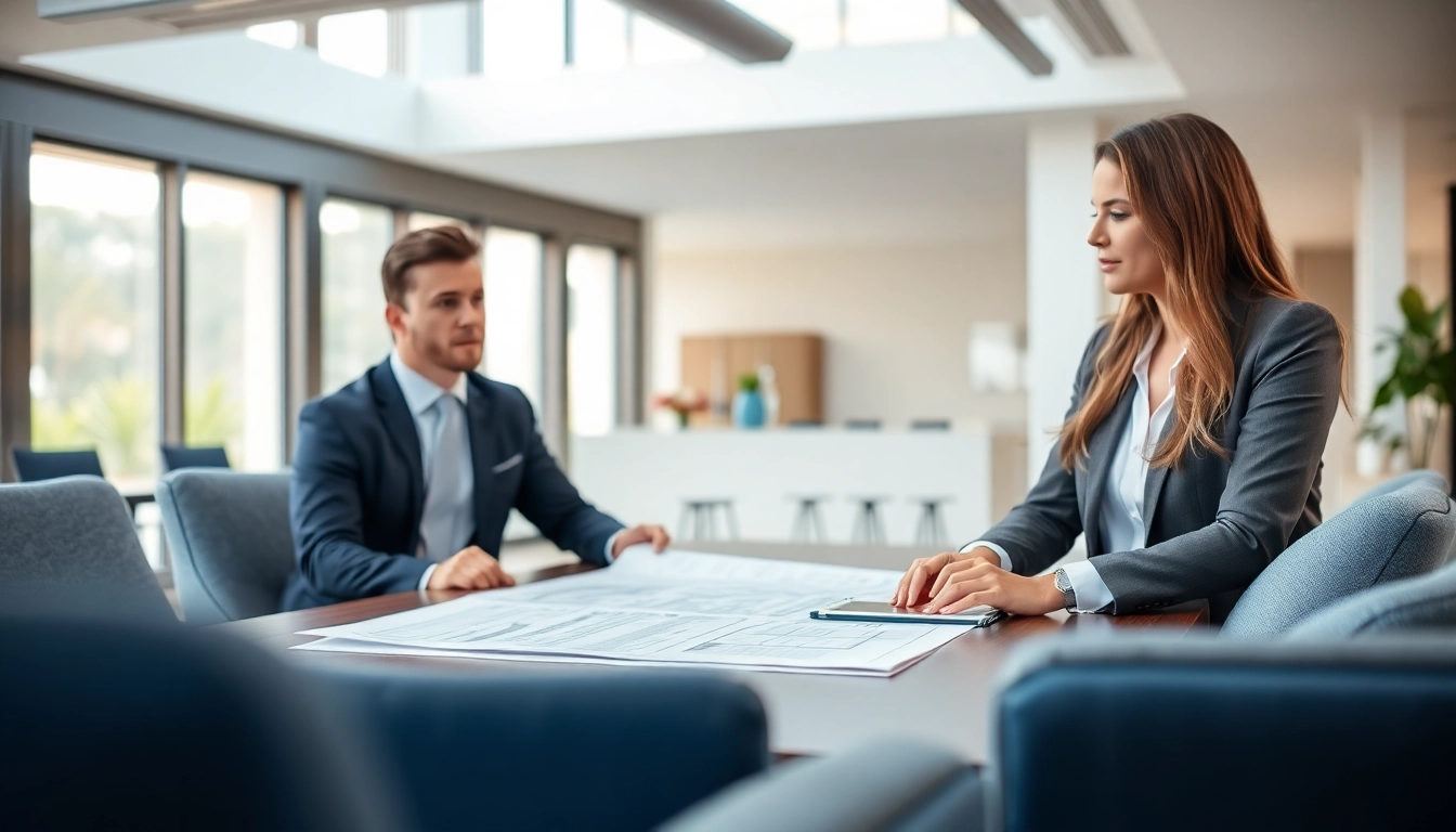 Boca Raton Construction Litigation Lawyer advises a client on legal issues in a modern office.