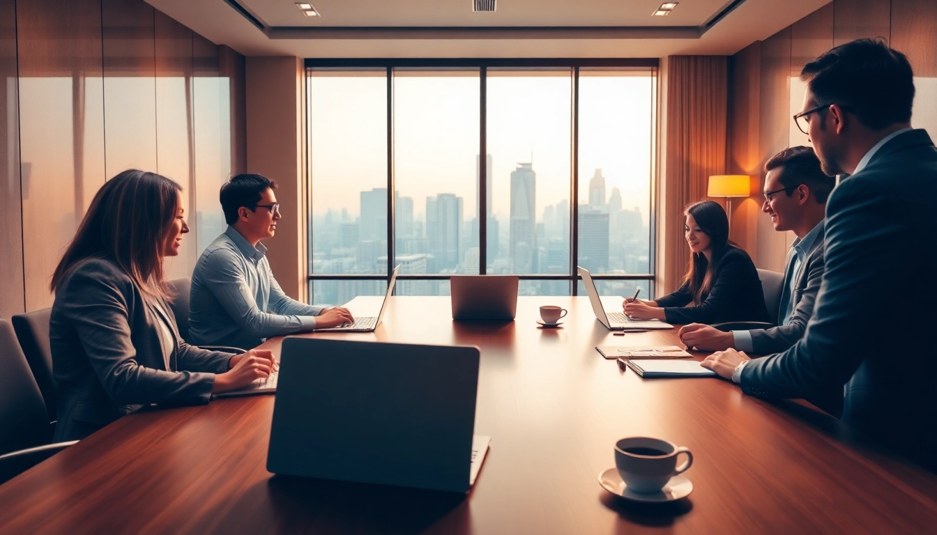 Engaging teamwork in Proposal Writing and Management, highlighting collaboration in a bright office.