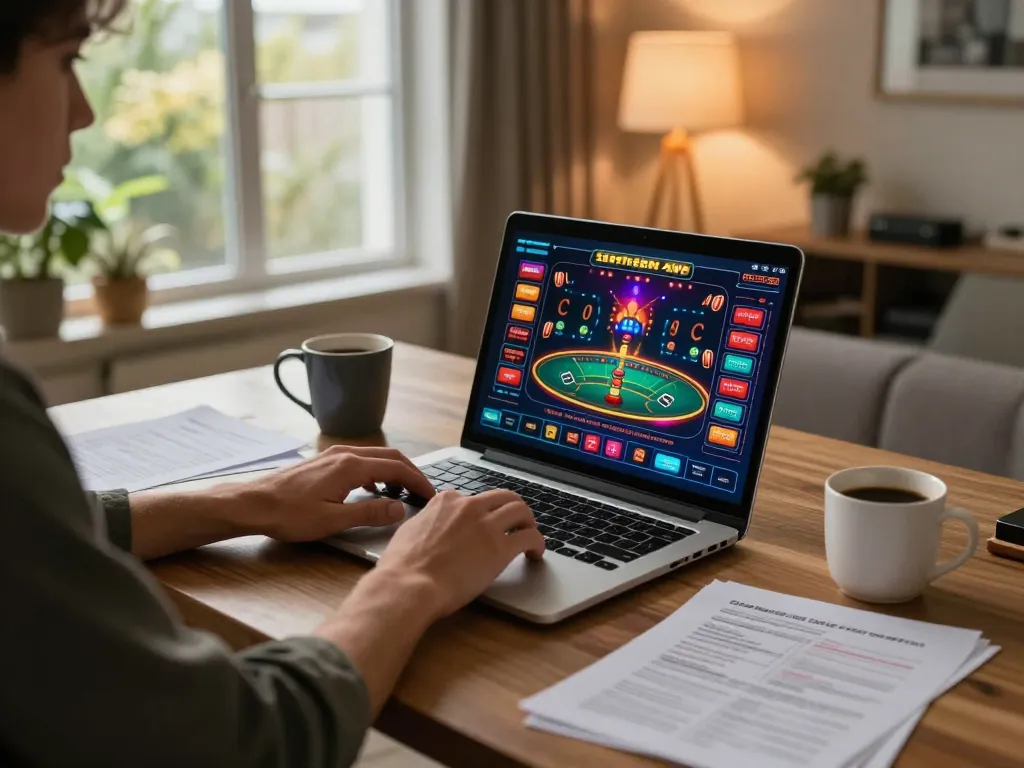 Engaging online gaming session on laptop showing gajah toto interface with player deep in strategy.
