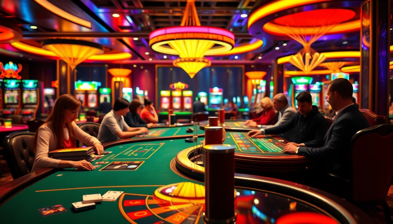Engagierende Spieler erleben online casino spielen in einem lebhaften Casino-Setting.