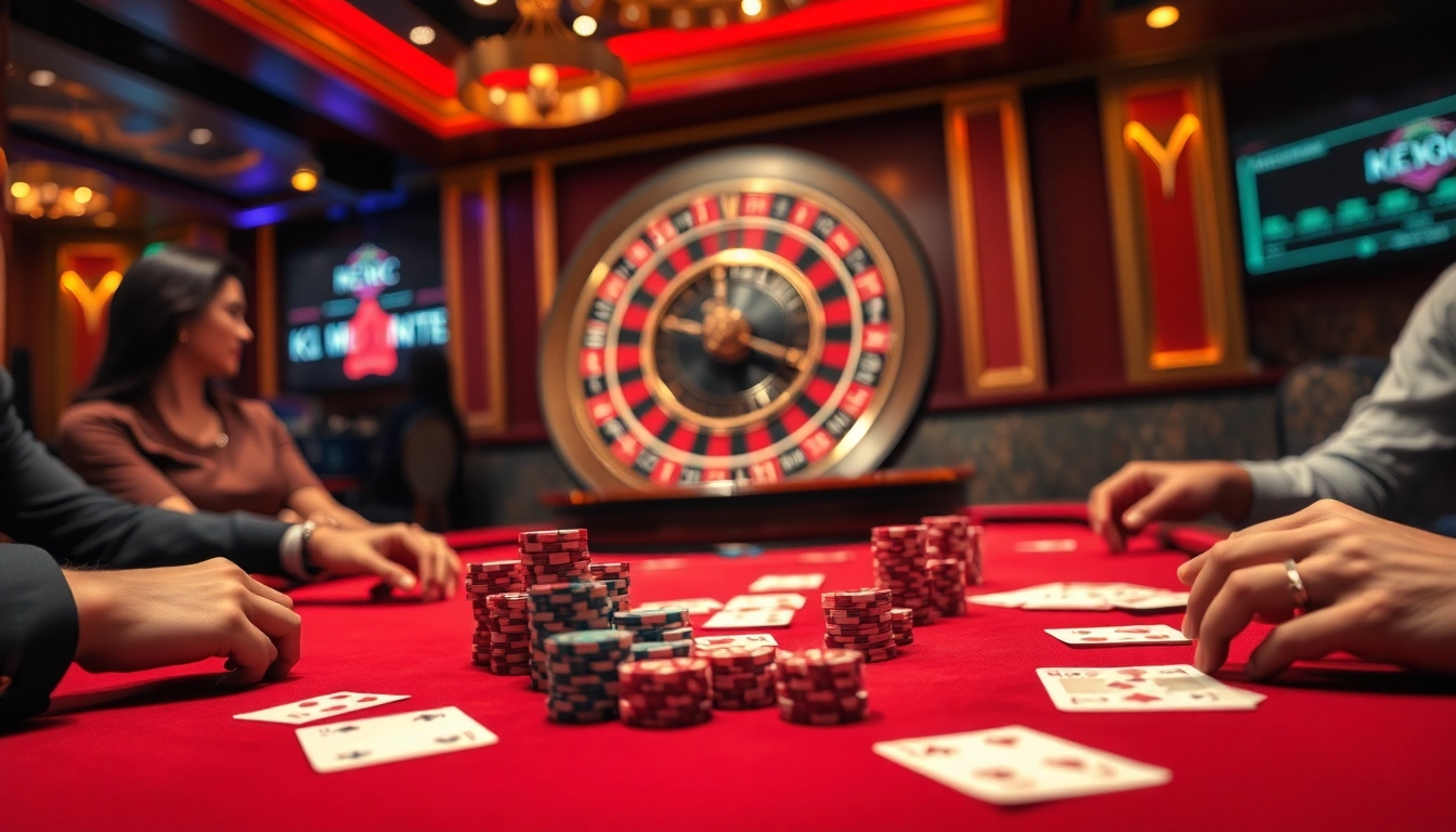 KJC Vietnam enhances the gaming experience at a luxurious casino poker table.