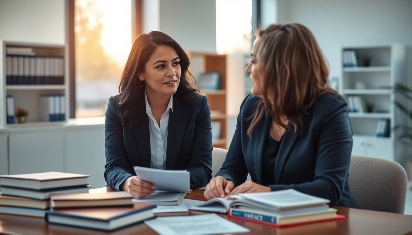 A Palm Harbor Divorce Lawyer provides consultation to a client in a serene office.