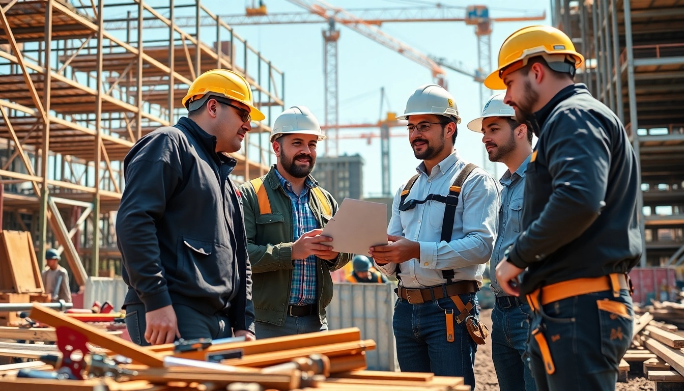 Team of experts in the construction association south carolina collaborating on a bustling site.