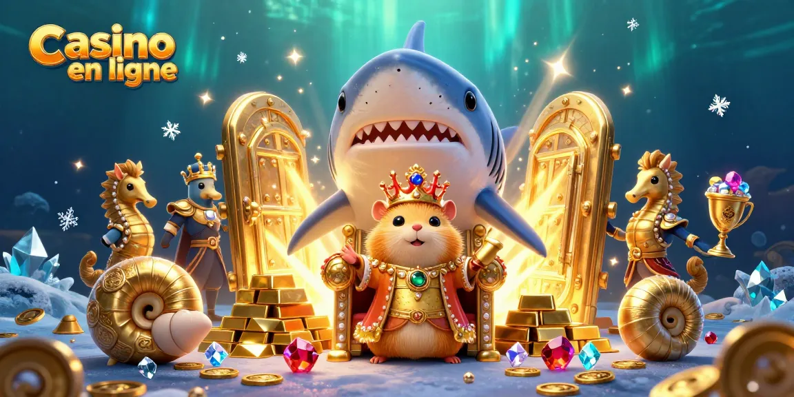 Illustration captivante d'un roi hamster et ses gardes sous-marins au casino en ligne.