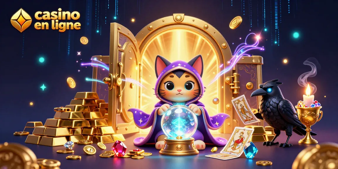 Vivez l'excitation des jeux de casino en ligne avec cette illustration animée et mystique, conjuguant magie et richesse.