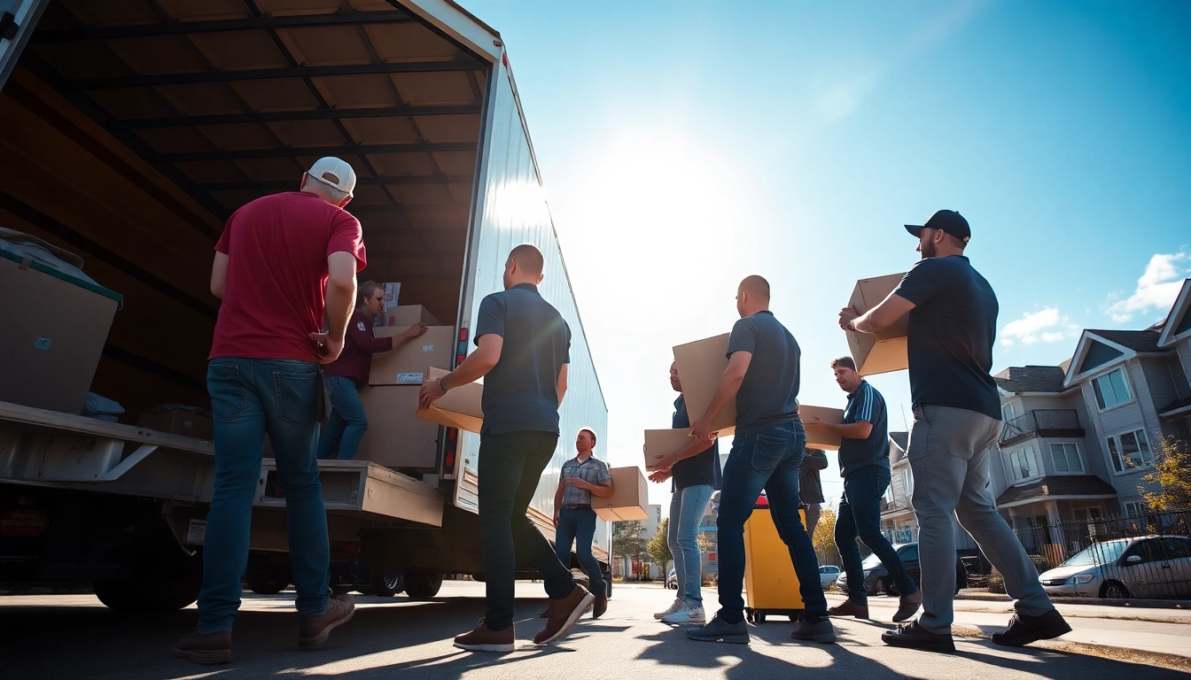 Calgary movers loading a truck efficiently, showcasing teamwork and professionalism.