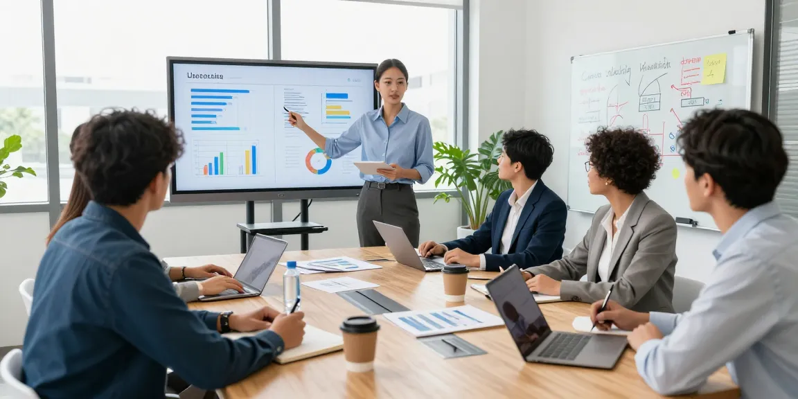 Business SIM only deals UK discussed in a collaborative office environment with diverse professionals engaging in strategic planning.