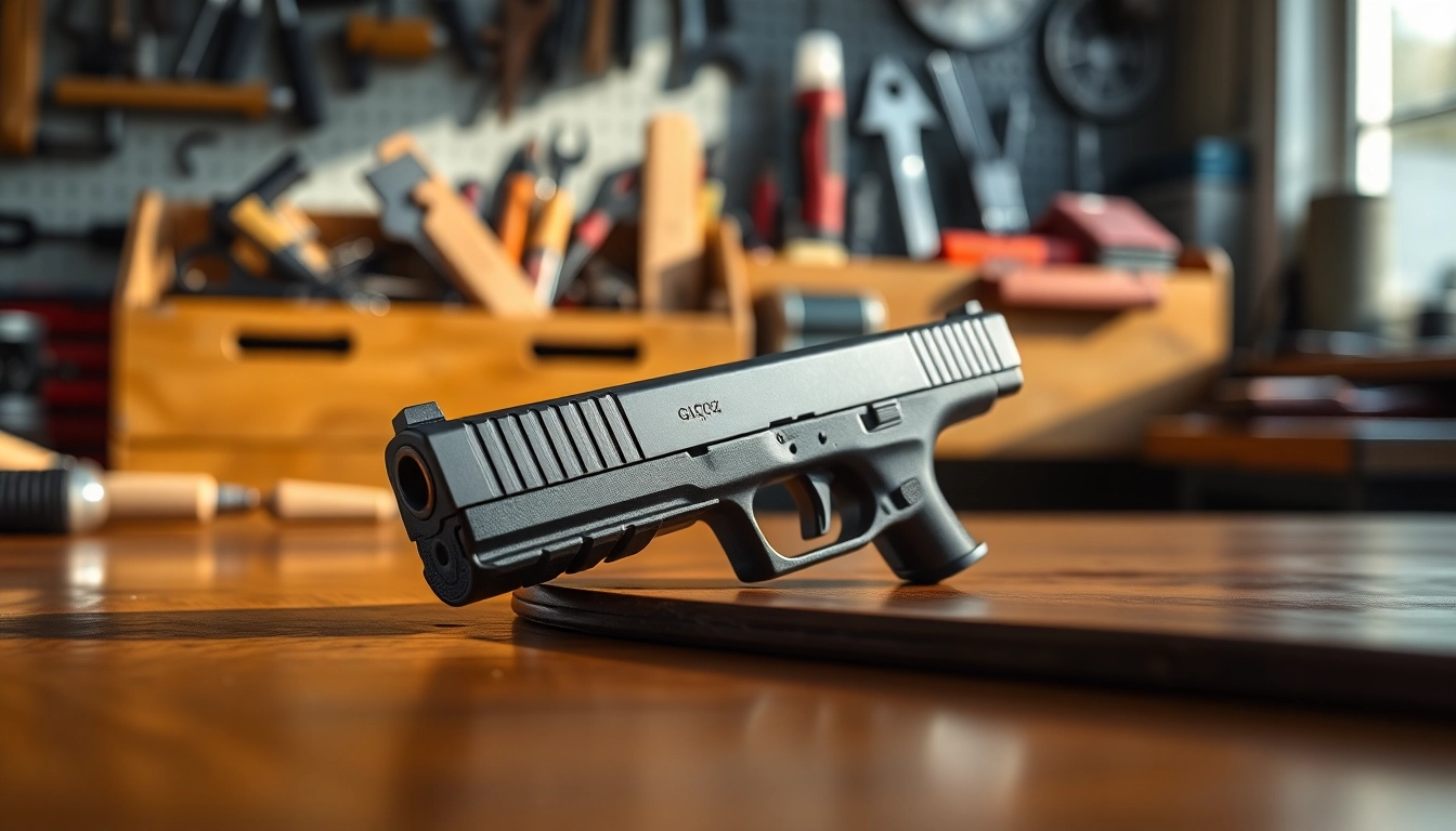 Examine the premium glock slide highlighting intricate details and craftsmanship.