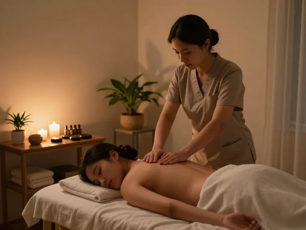 Experience rejuvenation with a soothing 수지출장마사지 in a tranquil therapy room filled with calming elements.