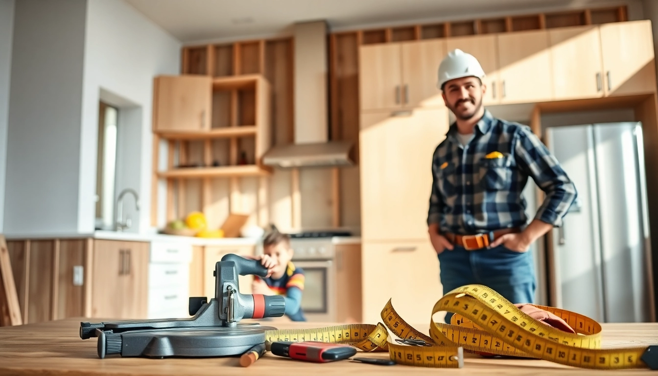 Enhance your Home renovation with a professional contractor working in a modern kitchen space.