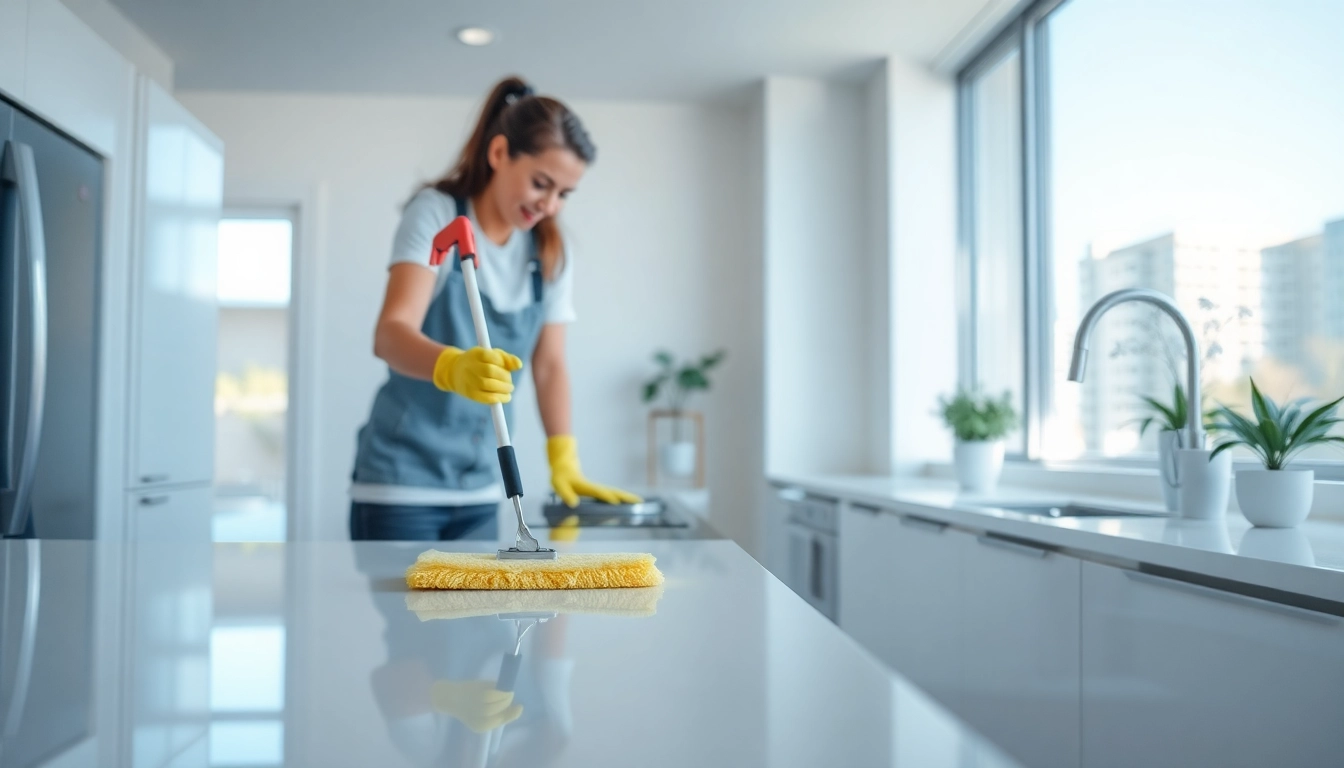 Efficient bond cleaning brisbane service displayed in a bright, modern apartment setting.