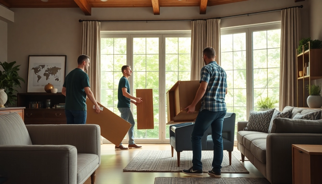 Efficient furniture removal Nashville TN service with professionals in action amidst stylish surroundings.