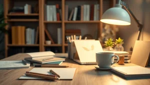 Organized desk featuring beautiful stationery products, enhancing creativity in a workspace.