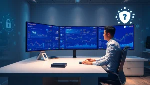 Соврем办公室 финансовой торговли, демонстрирующий безопасность онлайн-платформы 79king и передовые технологические особенности в 2025 году