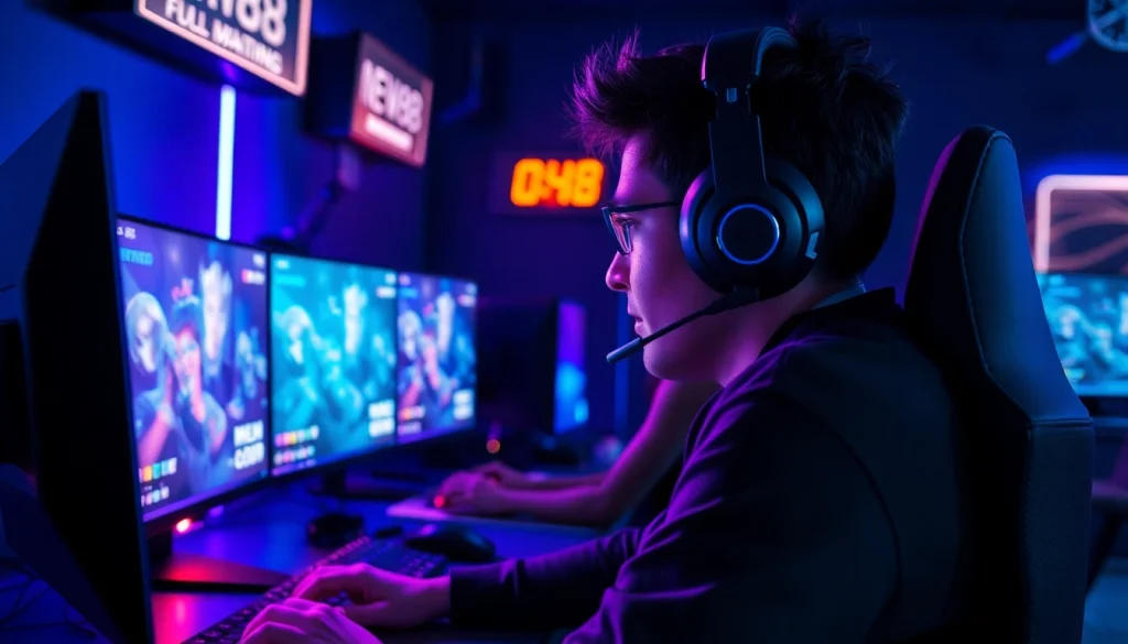 Engaging gaming player immersed in dynamic New88 online experience.