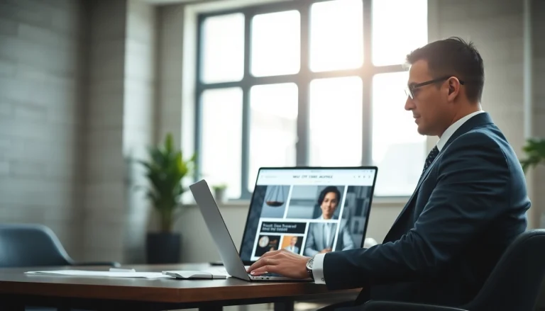 Enhance your digital presence with https://www.websites.law showcasing an attorney reviewing a new site.