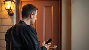 Schlüsseldienst Bruchsal öffnet beschädigungsfrei eine Tür mit professionellem Werkzeug.