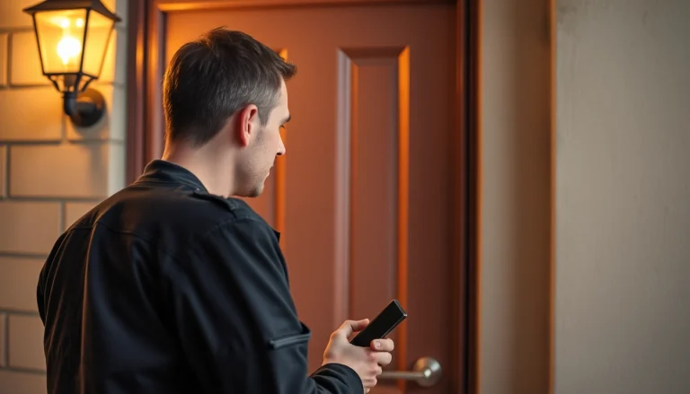 Schlüsseldienst Bruchsal öffnet beschädigungsfrei eine Tür mit professionellem Werkzeug.