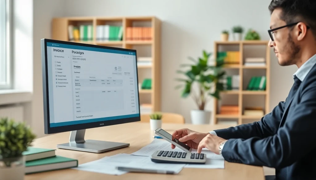 Optimize your workflow with cutting-edge invoice processing software displayed in a modern office.