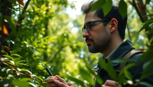 Journalist reflecting on sustainability themes at https://www.unsustainablemagazine.com in a lush forest.