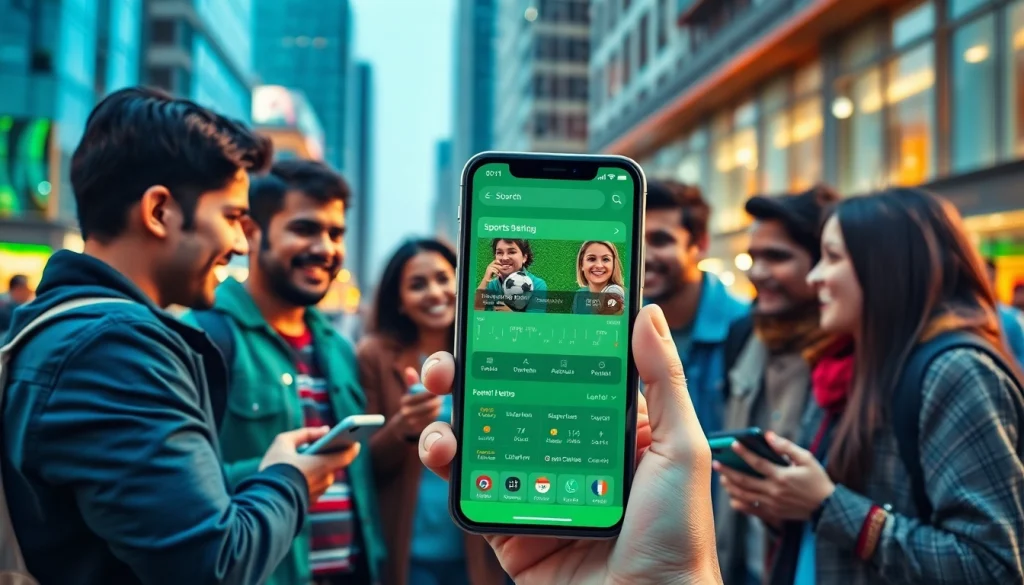 Engaging view of the best sports betting apps in India on a smartphone, featuring vibrant city atmosphere.