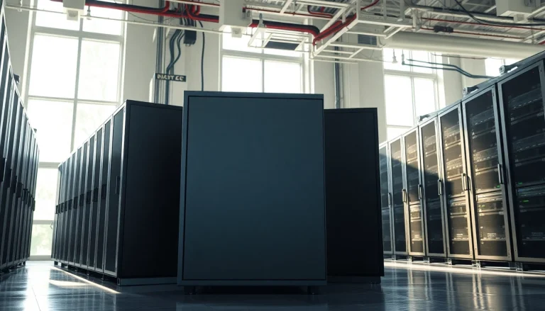 Visual representation of NAS & SAN Storage Deployment in a modern server room focused on technology and efficiency.