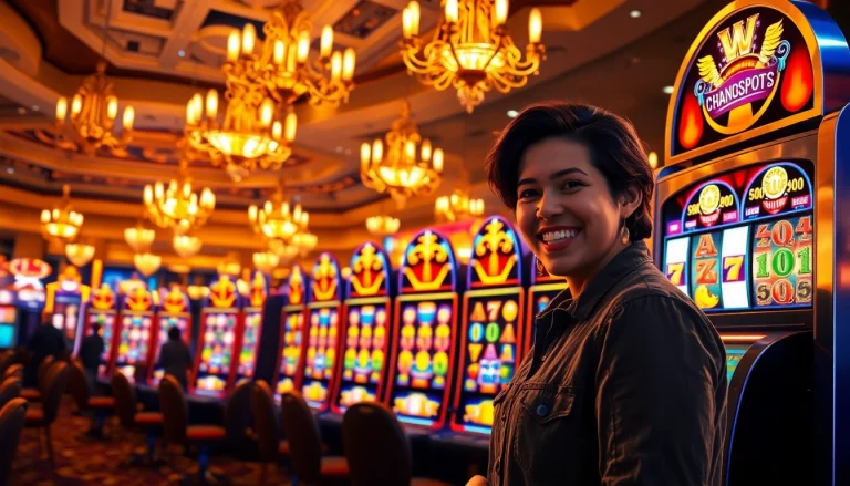 Permainan slot gacor dengan jackpot berkilauan dan suasana kasino yang ceria.