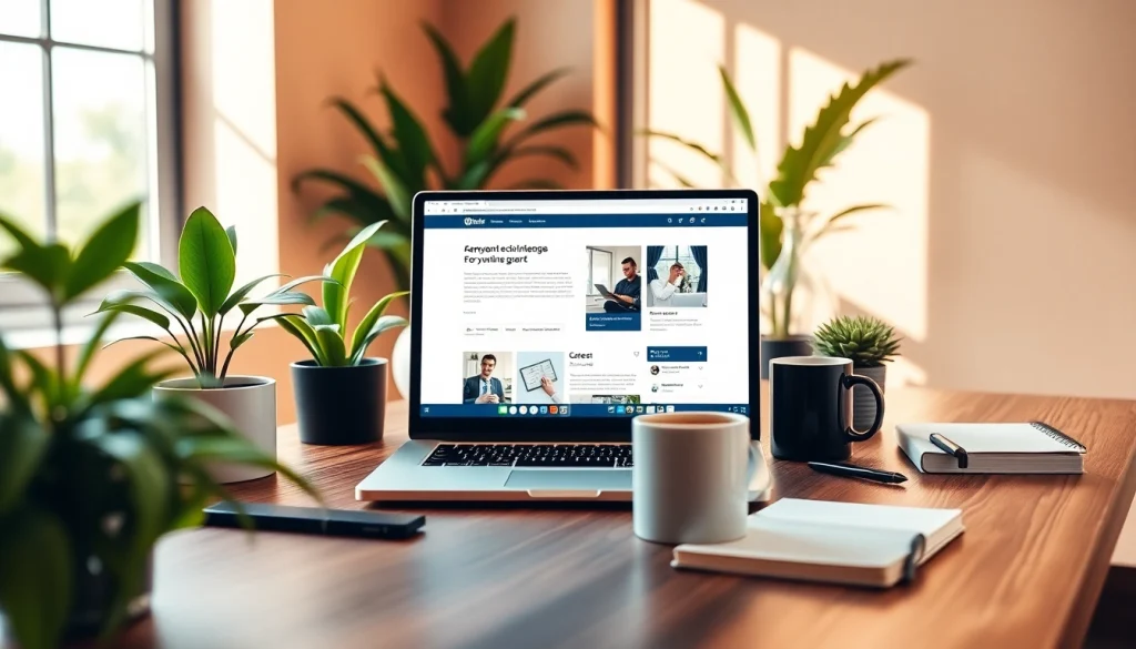 Verken https://nugevonden.nl in een moderne digitale werkruimte met een laptop en planten.