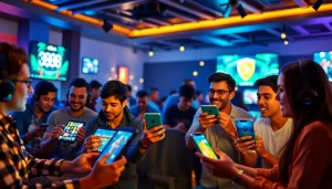 Exciting scene of players engaging with the 888new online gaming platform, illustrating a vibrant gaming atmosphere.