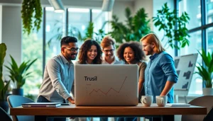 79king team collaborating in a modern workspace analyzing digital marketing strategies.