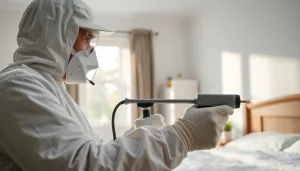 Remove bed bugs effectively with https://affordablebedbugexterminators.com service featuring a skilled exterminator in action.