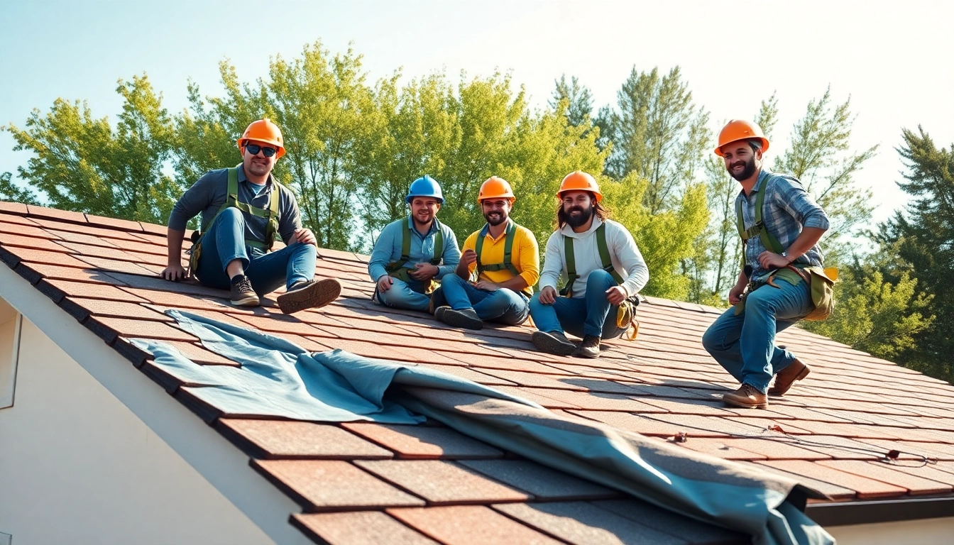 Skilled team installing a roof for Twin Shield Roofing, showcasing quality craftsmanship and teamwork.