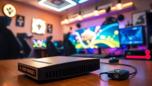 Engaging gaming setup with RR88 prominently displayed, showcasing modern design and vibrant atmosphere.